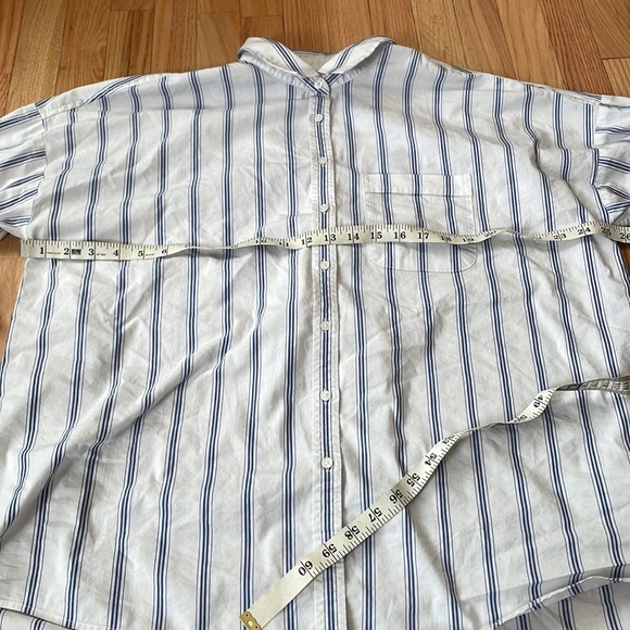 Banana Republic Shirt Womens XL White Oversized Poplin Striped Shirt Ladies - Picture 3 of 6